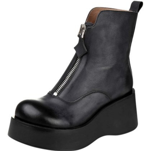 Black Leather Platform Boots - Picture 3 of 15